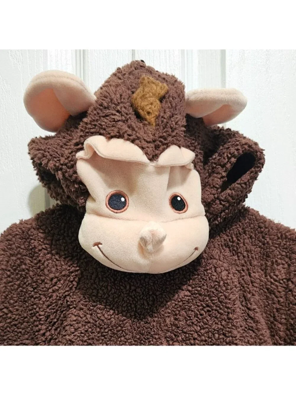 Baby Monkey Costume 18 Months Halloween Fleece One Piece Animal Hooded Face Tail